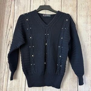 Vintage Escada By Margaretha Ley Womens V-neck Wool Sweaters size 34